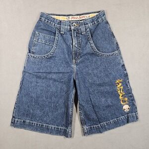 Vintage JNCO Boys Denim Long Shorts Sz 12 Embroidered Y2K Streetwear Skate Baggy